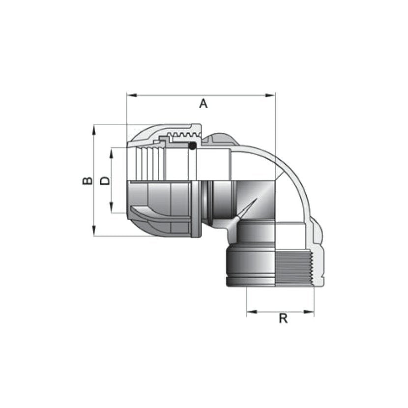 Gebo - PWI KPE Könyök BM - 16mmx1/2"