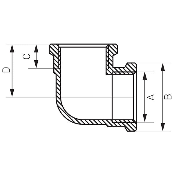 Sárgaréz 90° Könyök BB, 3/8" - Ferro