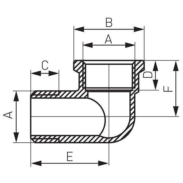 Sárgaréz 90° Könyök KB, 1/2" - Ferro