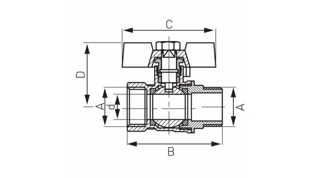 Ferro Standard golyóscsap pillangókarral 1" KB fix PN16