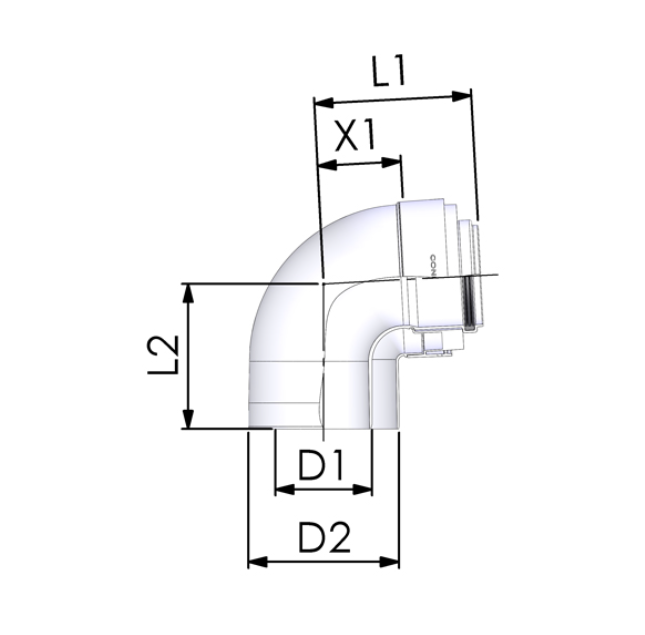 TRICOX PAKÖ501C PPs/alu Koncentrikus könyök 87° - 60/100 mm