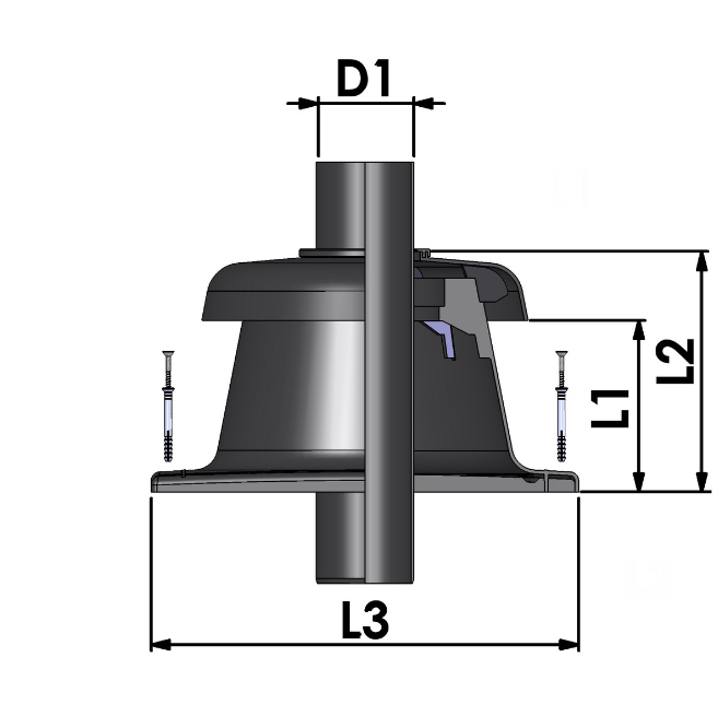 TRICOX KF10 Kürtő fedél, fekete - 60 mm