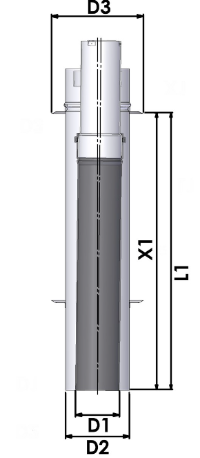 TRICOX PAPA50 PPs/Alu Koncentrikus parapet (2 db takaró lemezzel) - 60/100 mm