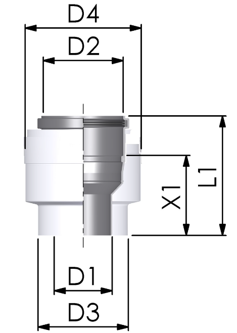 TRICOX PPs/Alu PBÖ5060 Koncentrikus bővítő idom 60/100 mm - 80/125 mm