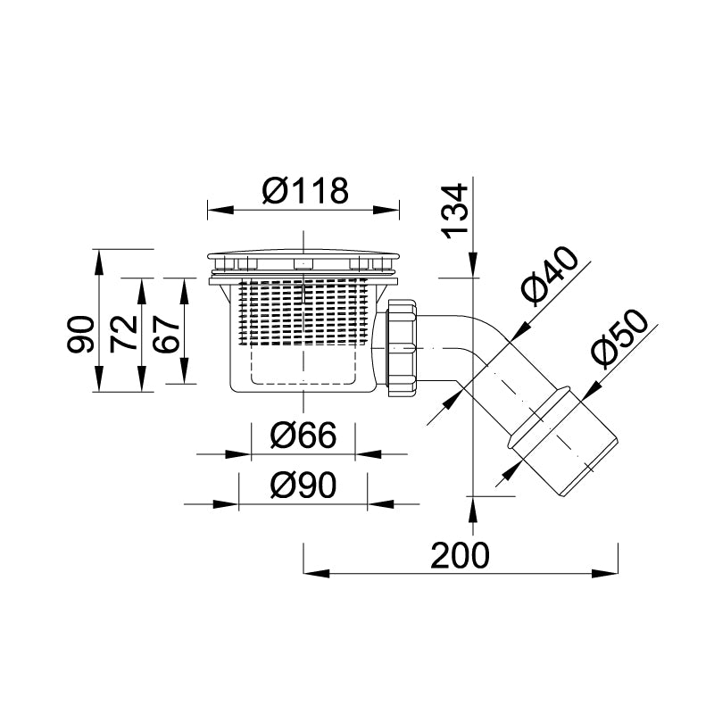 Styron STY-401-F Zuhanytálca szifon Ø90 mm, fehér, kivehető bűzzárral, tisztítható