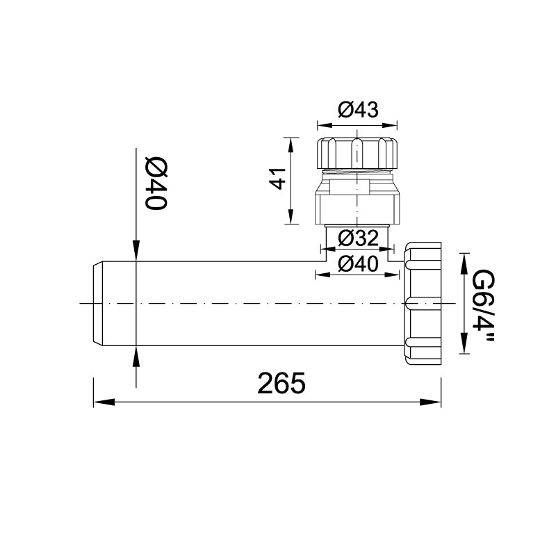 Kötőcső Ø40 mm-es, légbeszívóval (Ø40 x 265 mm) - Styron