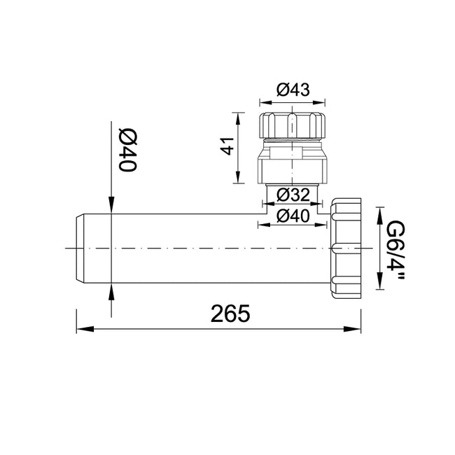 Kötőcső Ø40 mm-es, légbeszívóval (Ø40 x 265 mm) - Styron