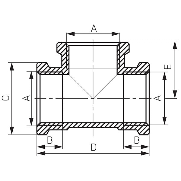 Sárgaréz T-idom egál 1/2" - Ferro