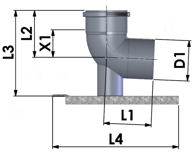 TRICOX PBK20 PPs Bekötő könyök, támasztó sínnel - 80mm