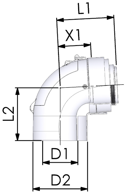 TRICOX PAEKÖ50C PPs/alu Koncentrikus ellenörző könyök 90° - 60/100 mm