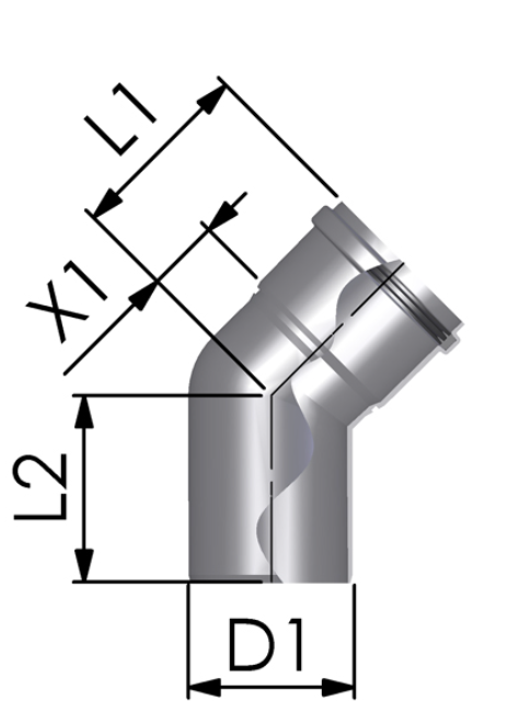 TRICOX PKÖ202 PPs Könyök 45° - 80 mm