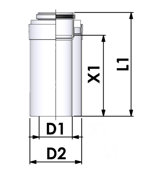 TRICOX PACS505C PPs/alu Koncentrikus toldócső - D: 60/100 mm, L=250 mm