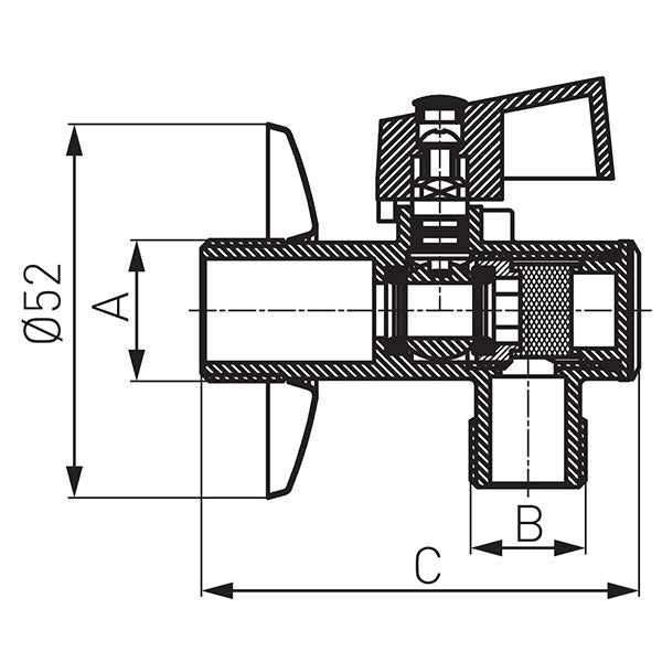 Ferro - Z1238KF - Sarokszelep szűrővel, takarórozettával és fém kezelőkarral - 1/2"-3/8"