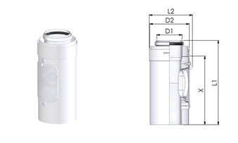 TRICOX PAEE50C PPs/alu Koncentrikus egyenes ellenőrző idom - D: 60/100 mm